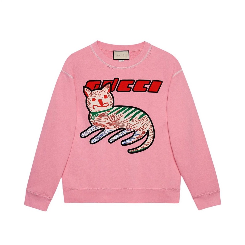Gucci cat-print organic-cotton sweatshirt pink - Picture 15 of 15